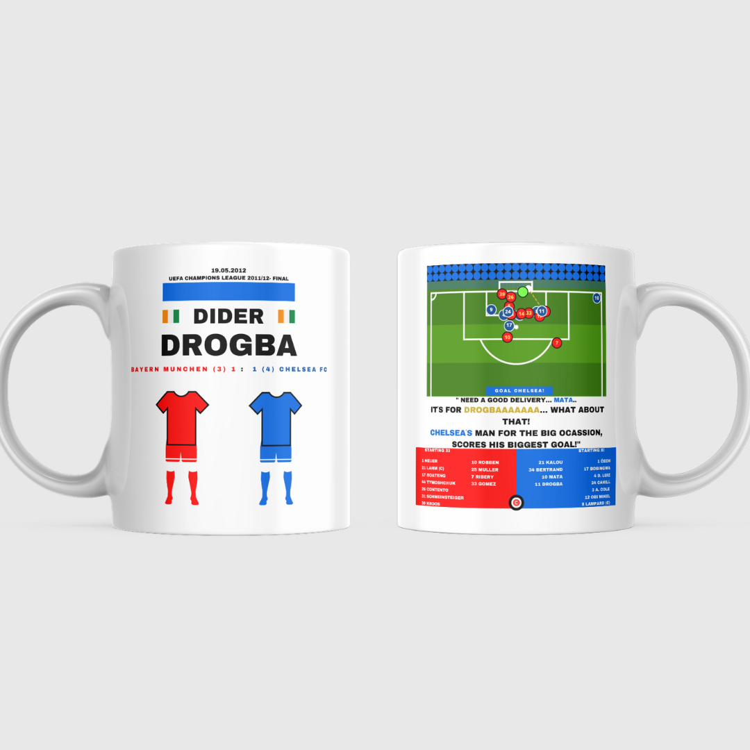 Didier Drogba vs Bayern Munchen Mug- UEFA Champions League Final- Chelsea - Premium from CatenaccioDesigns - Just €15.50! Shop now at CatenaccioDesigns
