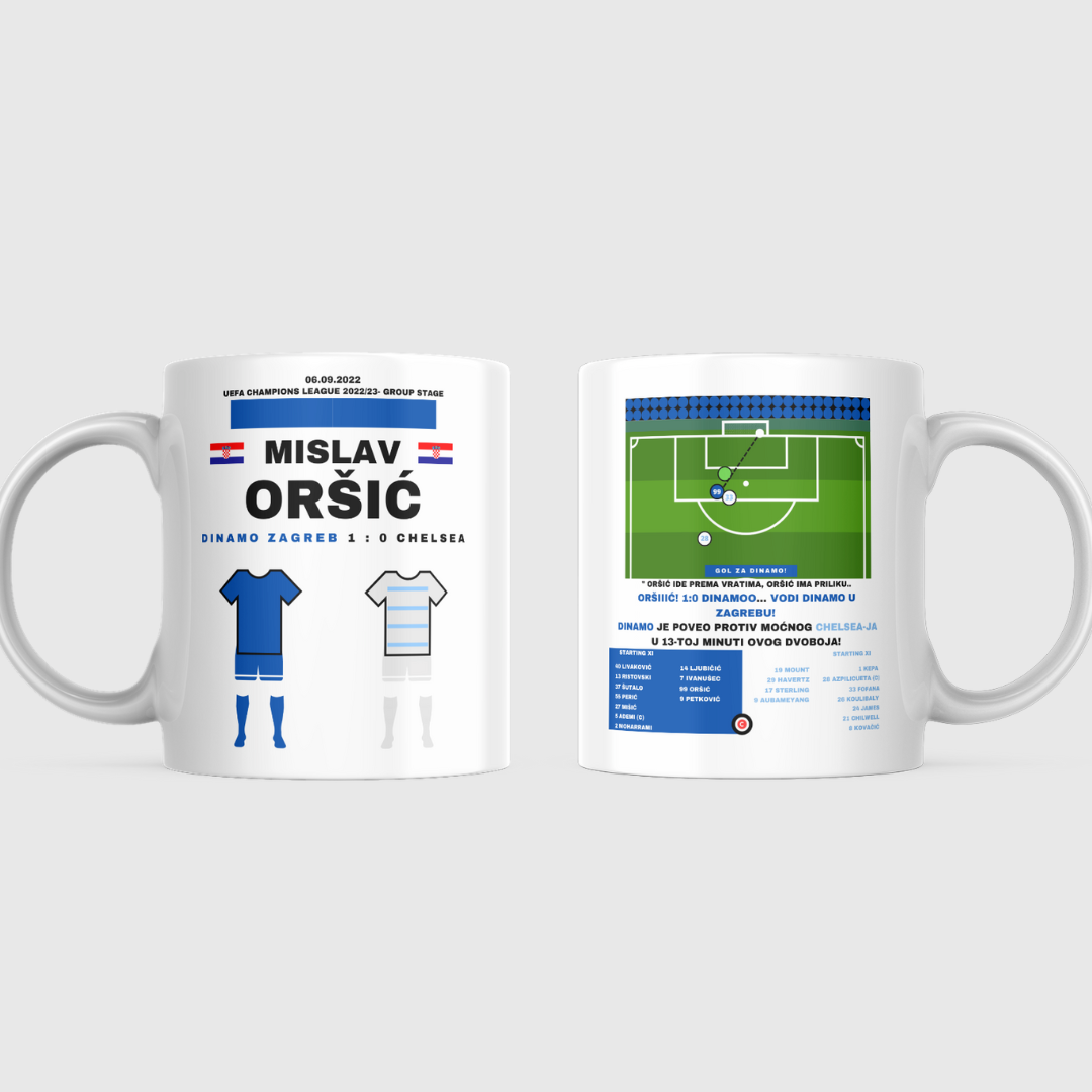 Mislav Oršić Goal vs Chelsea - UEFA Champions League 2022/2023 Group stage Mug - Dinamo Zagreb - Premium from CatenaccioDesigns - Just €15.50! Shop now at CatenaccioDesigns