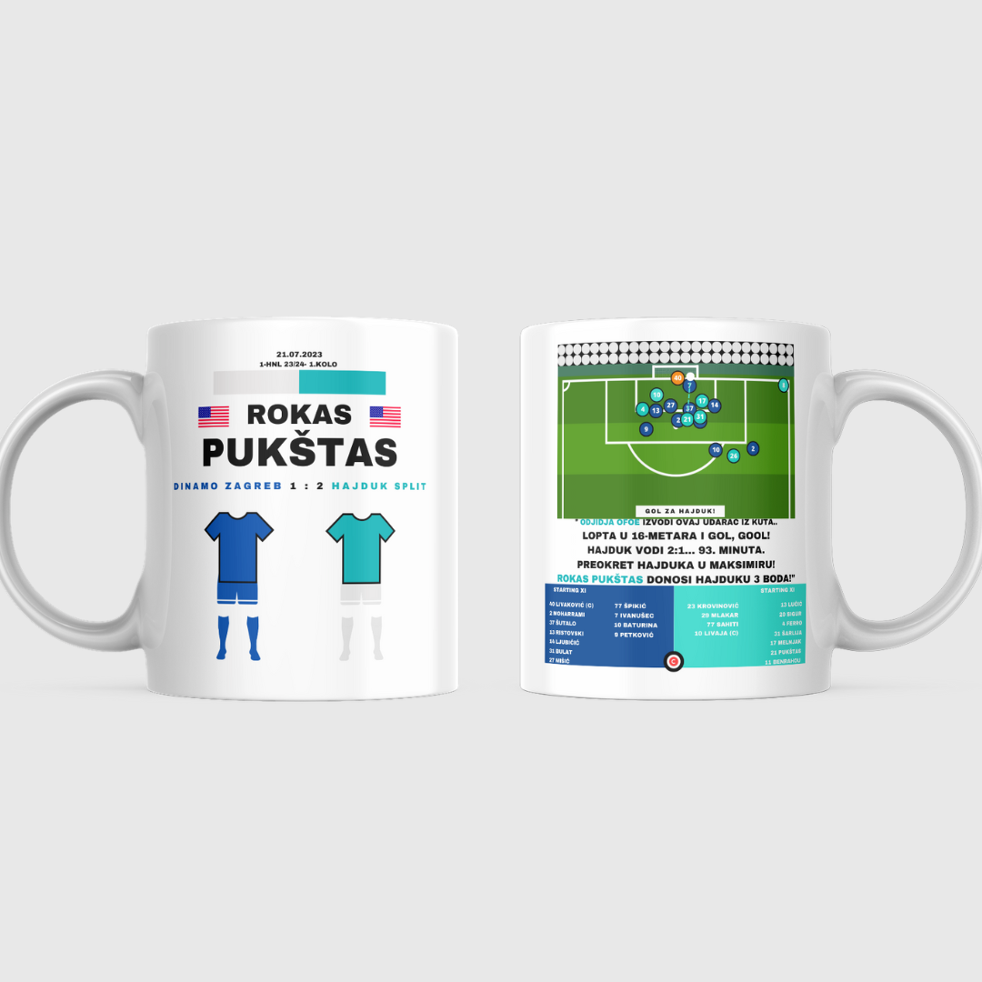 Rokas Pukštas vs GNK Dinamo Mug - 1. HNL- HNK Hajduk - Premium from CatenaccioDesigns - Just €15.50! Shop now at CatenaccioDesigns