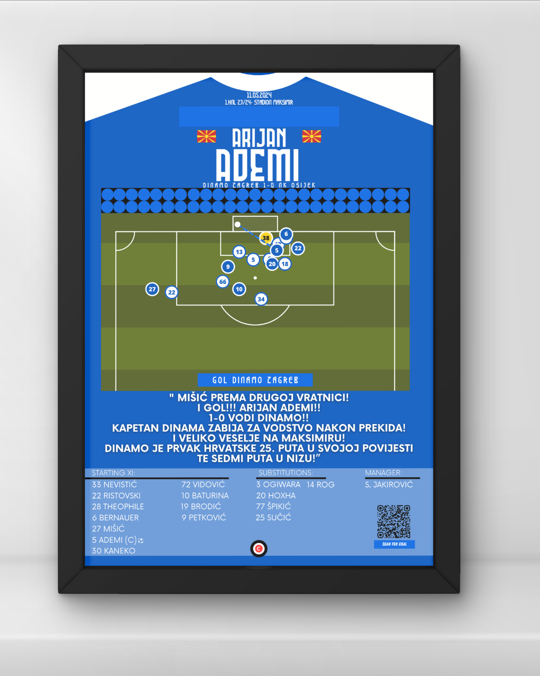 Arijan Ademi gol za titulu vs Osijek- 1.HNL 23/24- Dinamo Zagreb - Premium from CatenaccioDesigns - Just €14.50! Shop now at CatenaccioDesigns