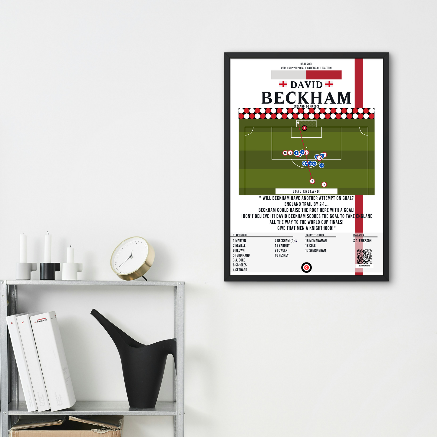 David Beckham iconic freekick goal against Greece- FIFA World Cp Qualifiers- England - Premium from CatenaccioDesigns - Just €14.50! Shop now at CatenaccioDesigns