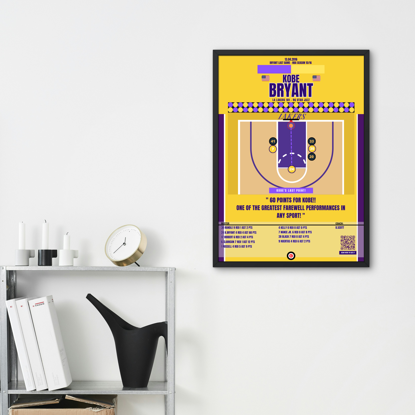 Kobe Bryant vs Utah Jazz - NBA 15/16 - LA Lakers - Premium Sports collectibles from CATENACCIO - Just €14.50! Shop now at CatenaccioDesigns