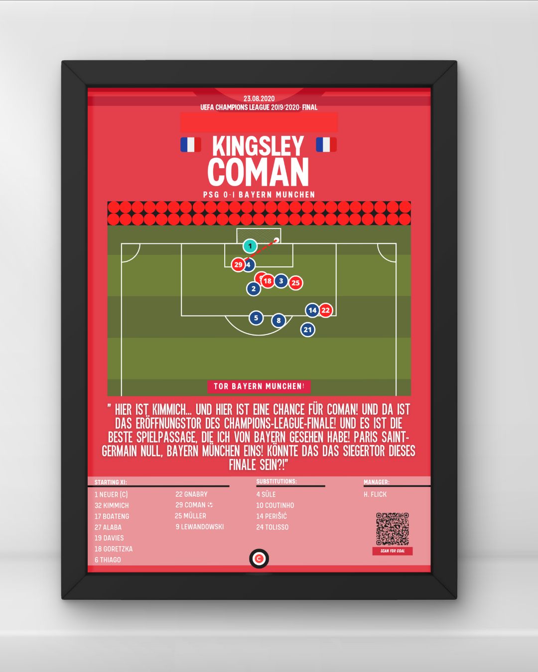 Kingsley Coman vs PSG - UEFA Champions League 2020 Final- Bayern München - Premium from CatenaccioDesigns - Just €14.50! Shop now at CatenaccioDesigns
