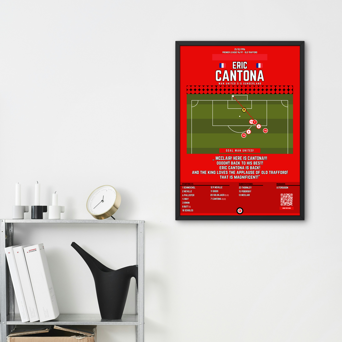 Eric Cantona famous goal vs Sunderland- Premier League 96/97- Man United - Premium Sports collectibles from CatenaccioDesigns - Just €14.50! Shop now at CatenaccioDesigns