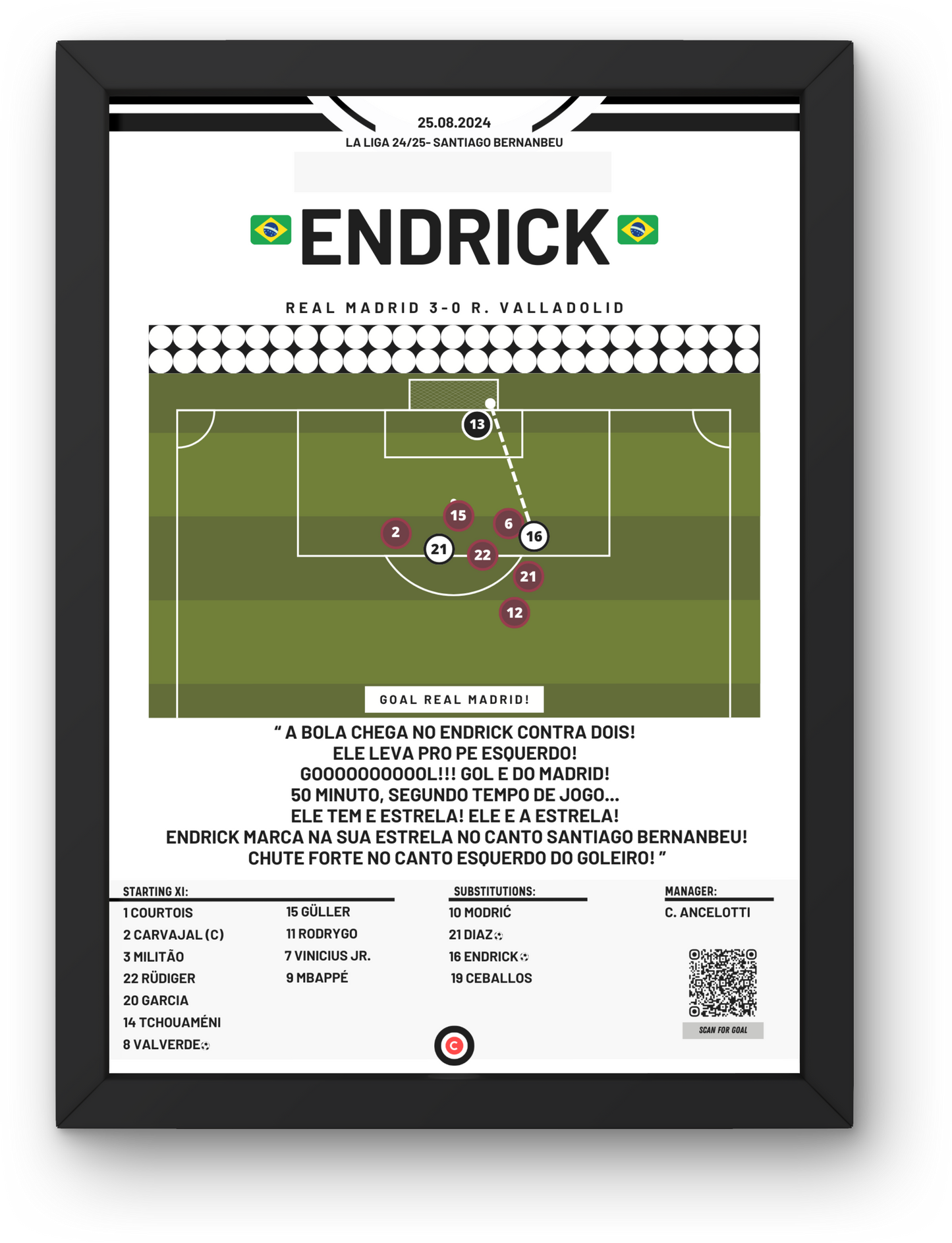Endrick first goal for Real Madrid vs Valladolid- LaLiga 24/25- Real Madrid - Premium from CatenaccioDesigns - Just €14.50! Shop now at CatenaccioDesigns