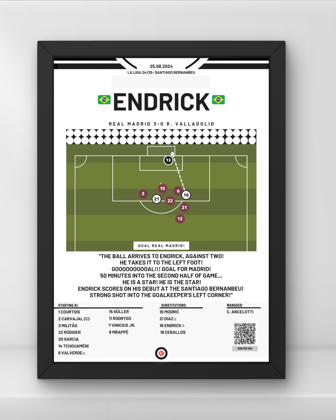 Endrick first goal for Real Madrid vs Valladolid- LaLiga 24/25- Real Madrid - Premium from CatenaccioDesigns - Just €14.50! Shop now at CatenaccioDesigns