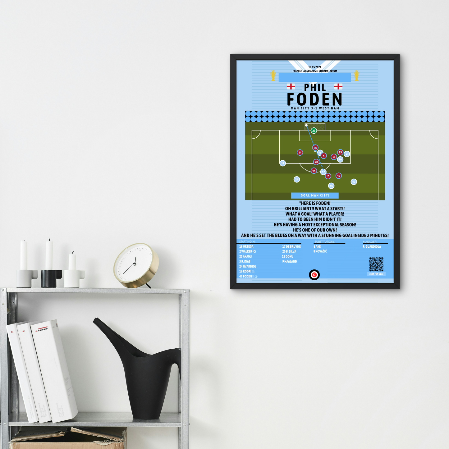 Phil Foden vs West Ham- Premier League 23/24 Champions- Manchester City - Premium from CatenaccioDesigns - Just €14.50! Shop now at CatenaccioDesigns