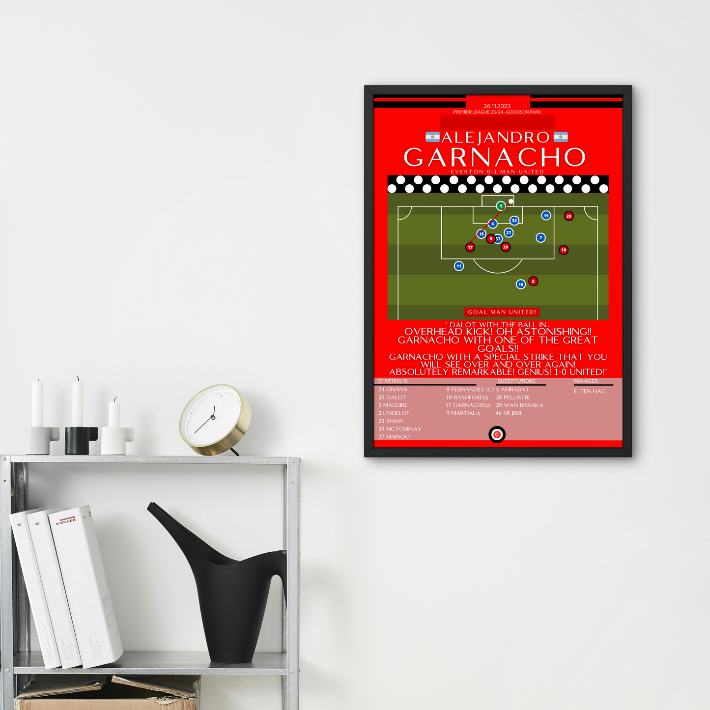 Garnacho bicycle kick goal vs Everton- Premier League 23/24- Manchester United - Premium from CatenaccioDesigns - Just €14.50! Shop now at CatenaccioDesigns
