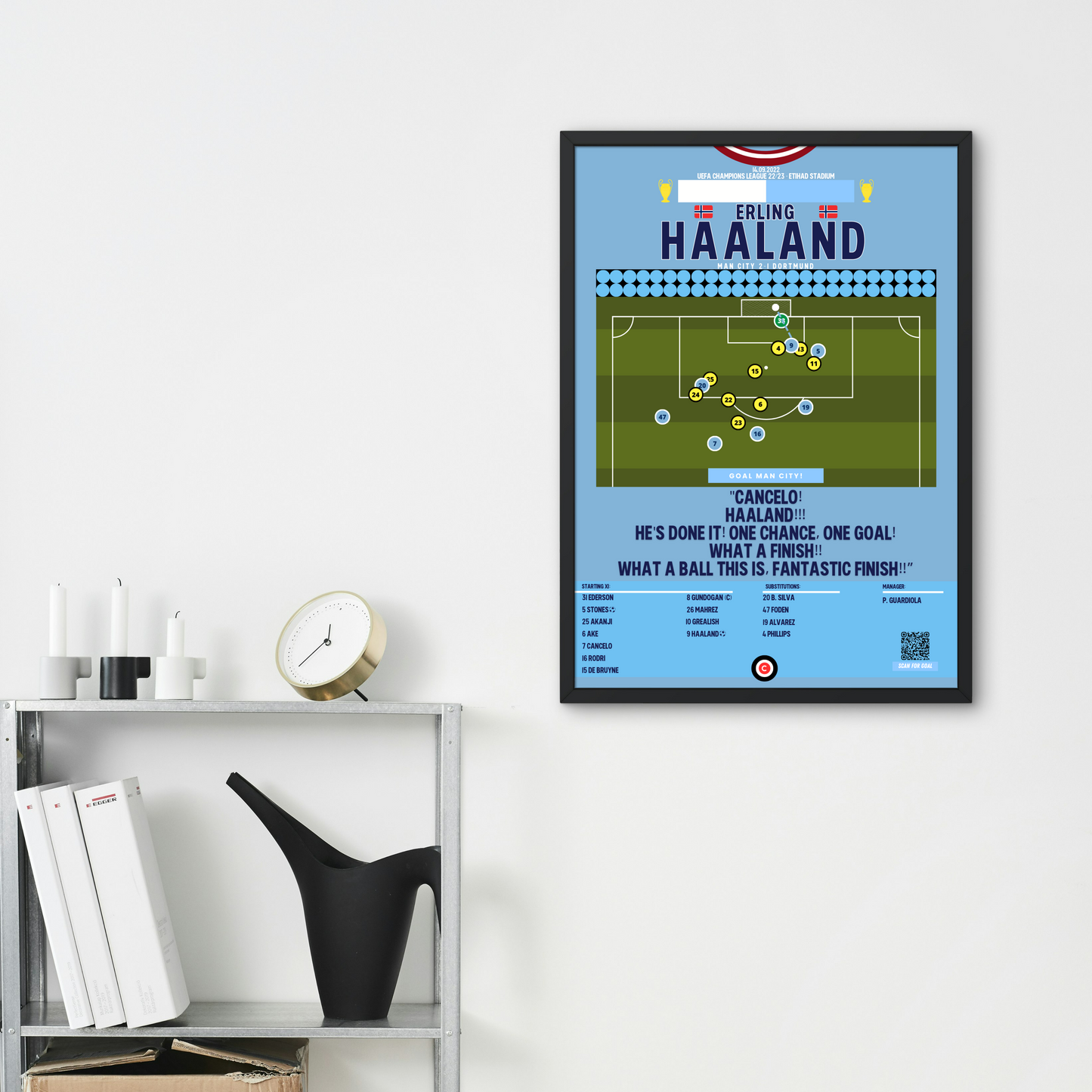 Erling Haaland goal vs Borussia Dortmund- UEFA Champions League 22/23- Manchester City - Premium from CatenaccioDesigns - Just €14.50! Shop now at CatenaccioDesigns