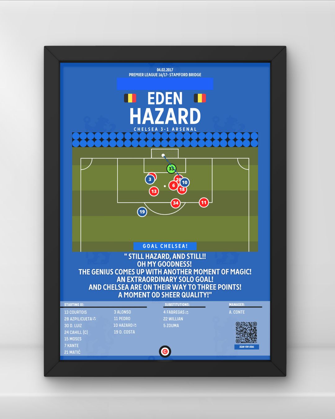Eden Hazard vs Arsenal- Premier League 16/17- FC CHELSEA - Premium from CatenaccioDesigns - Just €14.50! Shop now at CatenaccioDesigns
