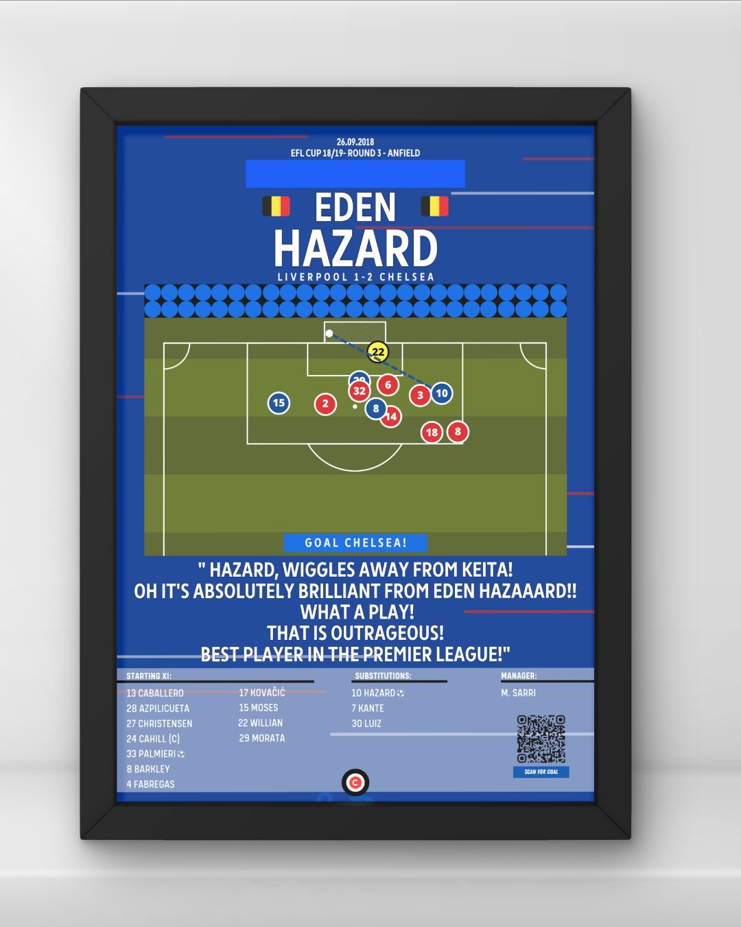 Eden Hazard vs Liverpool- EFL Cup 18/19- FC CHELSEA - Premium from CatenaccioDesigns - Just €14.50! Shop now at CatenaccioDesigns