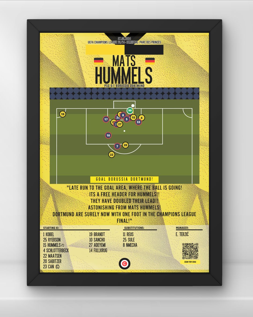 Hummels winner vs PSG- UEFA Champions League 23/24 SemiFinal- Borussia Dortmund - Premium from CatenaccioDesigns - Just €14.50! Shop now at CatenaccioDesigns