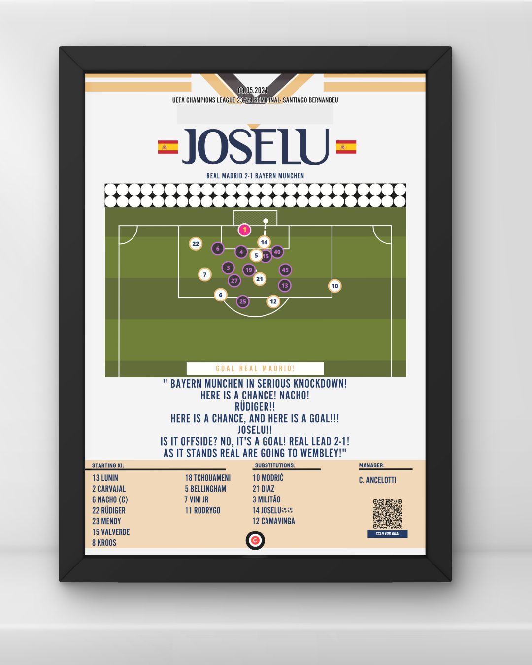 Joselu sends Real Madrid to Champions League Final (vs Bayern Munchen)- Real Madrid - Premium from CatenaccioDesigns - Just €14.50! Shop now at CatenaccioDesigns