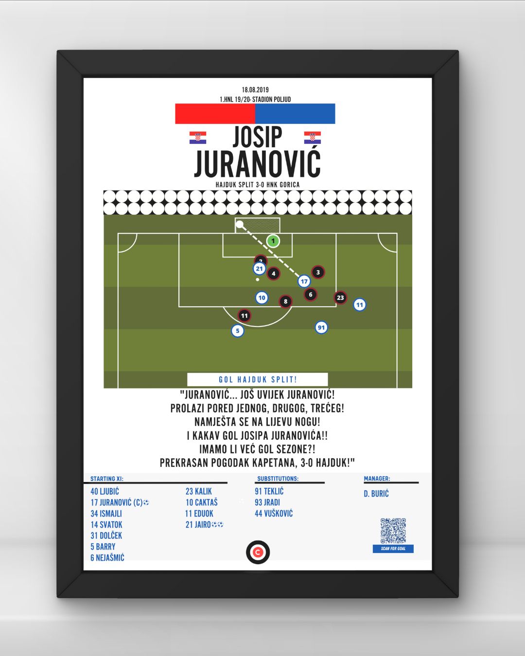 Josip Juranović solo gol vs HNK Gorica- 1.HNL 19/20- Hajduk Split - Premium from CatenaccioDesigns - Just €14.50! Shop now at CatenaccioDesigns