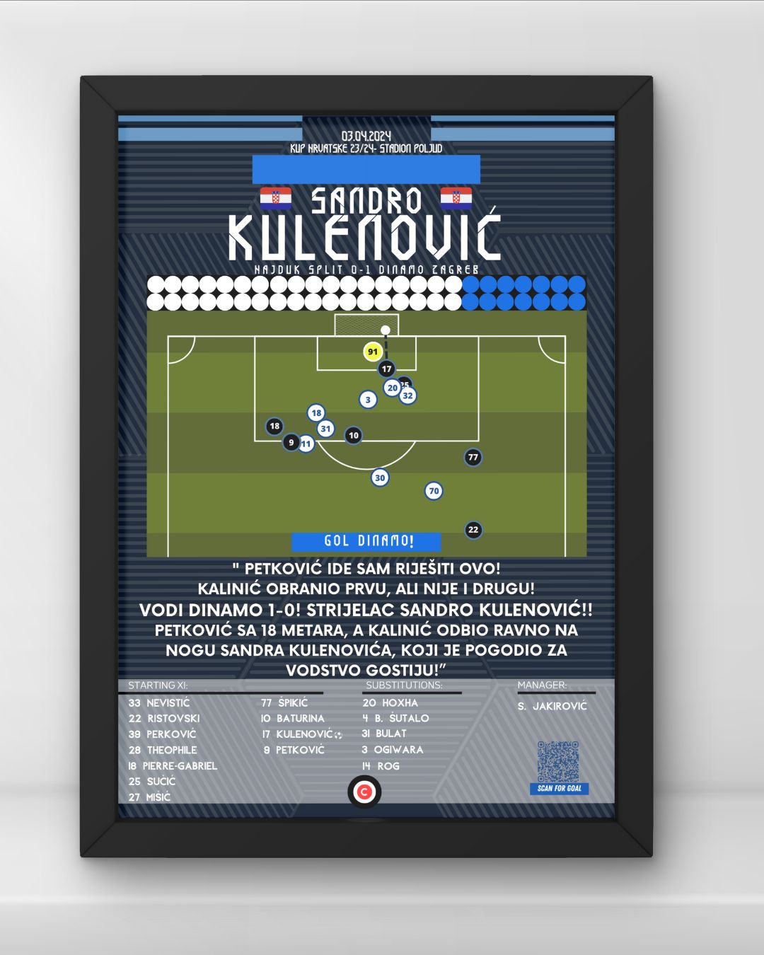 Sandro Kulenović pobjednički gol vs Hajduk- Kup Hrvatske 23/24- GNK Dinamo Zagreb - Premium from CatenaccioDesigns - Just €14.50! Shop now at CatenaccioDesigns
