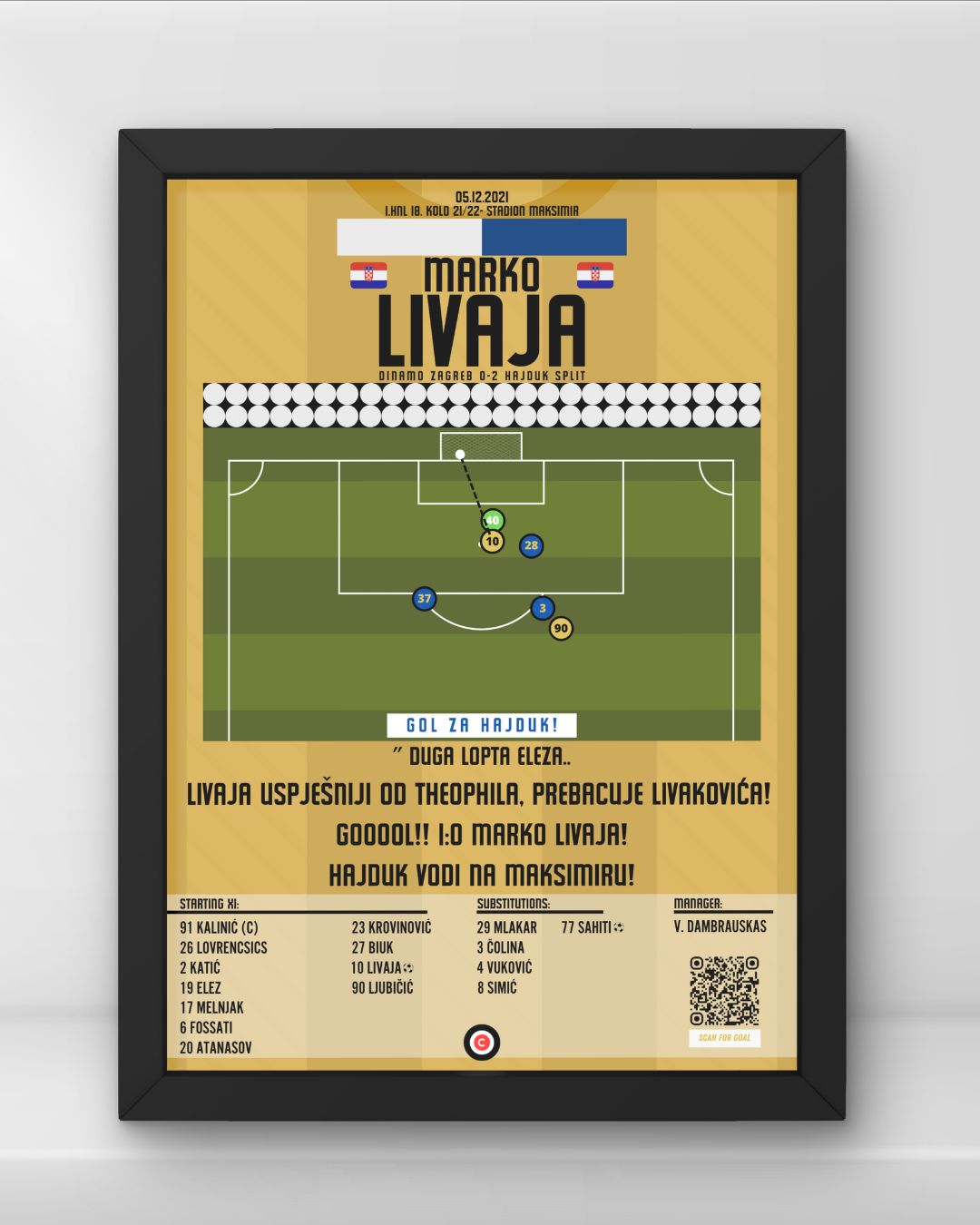 Marko Livaja Goal vs Dinamo Zagreb - 1.HNL 21/22 - Hajduk Split - Premium from CATENACCIO - Just €14.50! Shop now at CatenaccioDesigns