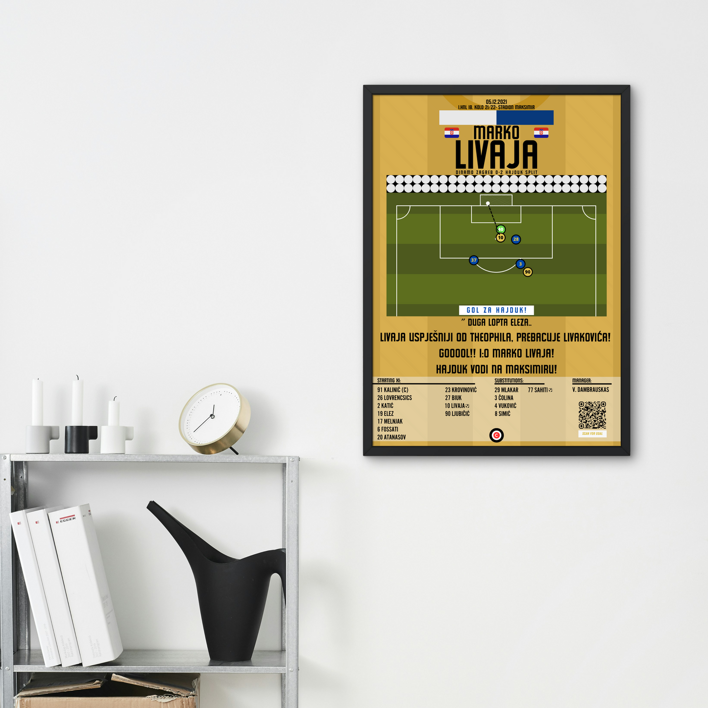 Marko Livaja Goal vs Dinamo Zagreb - 1.HNL 21/22 - Hajduk Split - Premium from CATENACCIO - Just €14.50! Shop now at CatenaccioDesigns