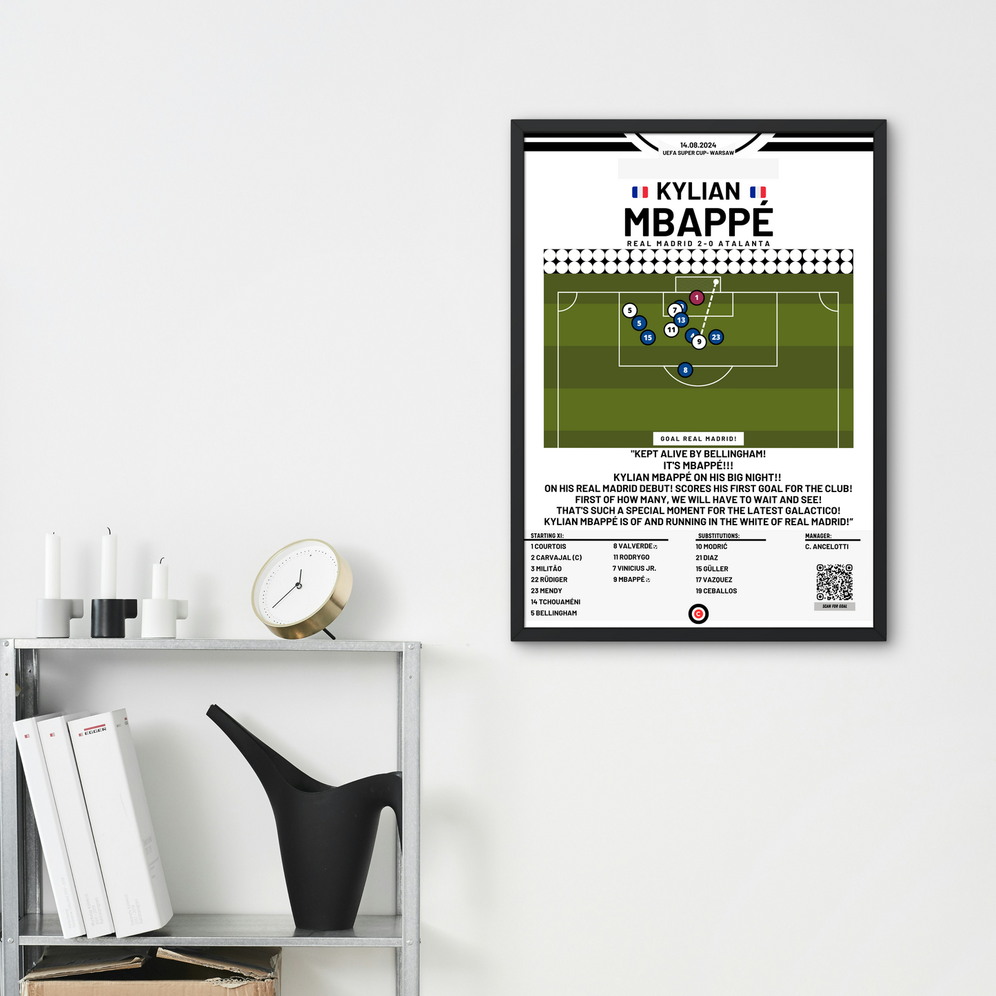 Kylian Mbappe debut goal for Real Madrid vs Atalanta- Super Cup 2024- Real Madrid - Premium from CatenaccioDesigns - Just €14.50! Shop now at CatenaccioDesigns
