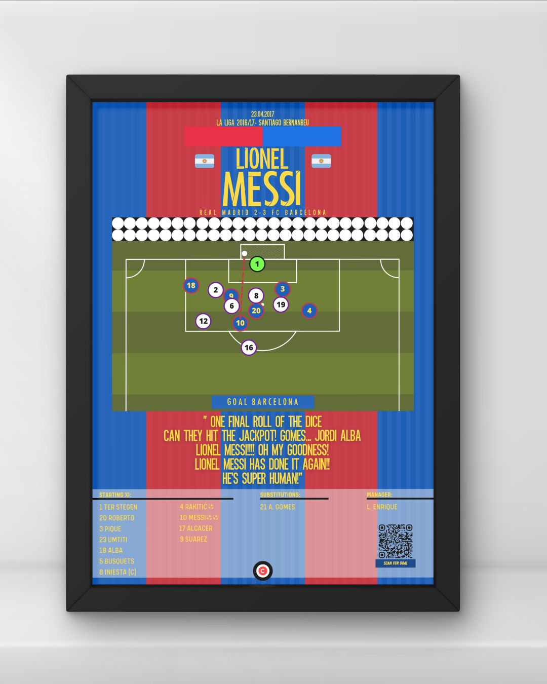 Lionel Messi vs Real Madrid- LaLiga 16/17- FC Barcelona - Premium from CatenaccioDesigns - Just €14.50! Shop now at CatenaccioDesigns