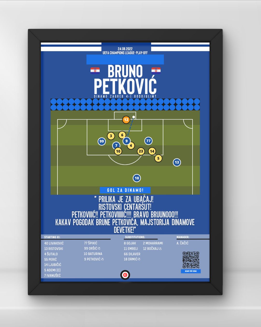 Bruno Petković vs Bodo/Glimt- Champions League Play-Off- GNK Dinamo Zagreb - Premium from CatenaccioDesigns - Just €14.50! Shop now at CatenaccioDesigns