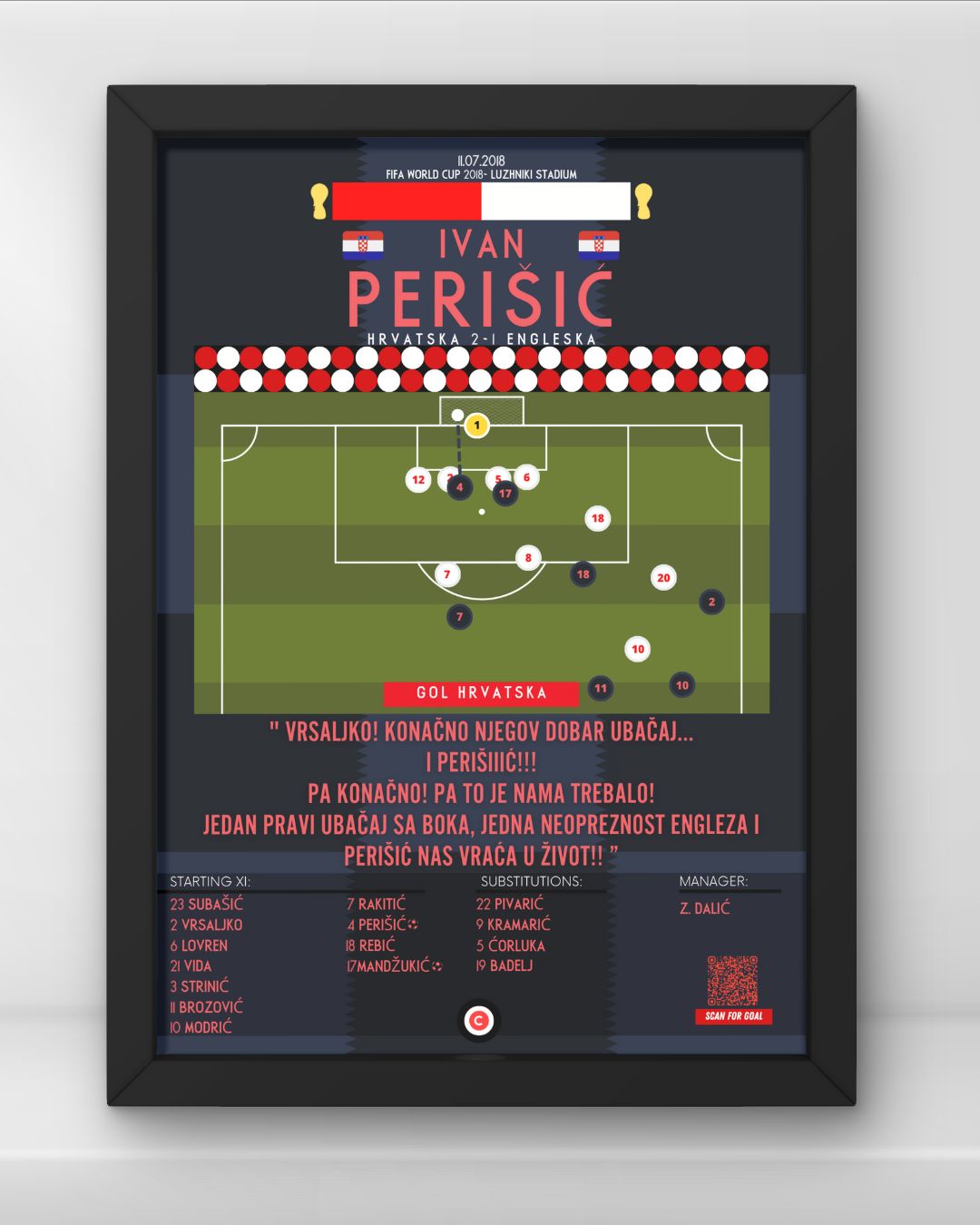 Ivan Perišić goal vs England in the 2018 FIFA World Cup Semi-Final- Croatia - Premium from CatenaccioDesigns - Just €14.50! Shop now at CatenaccioDesigns