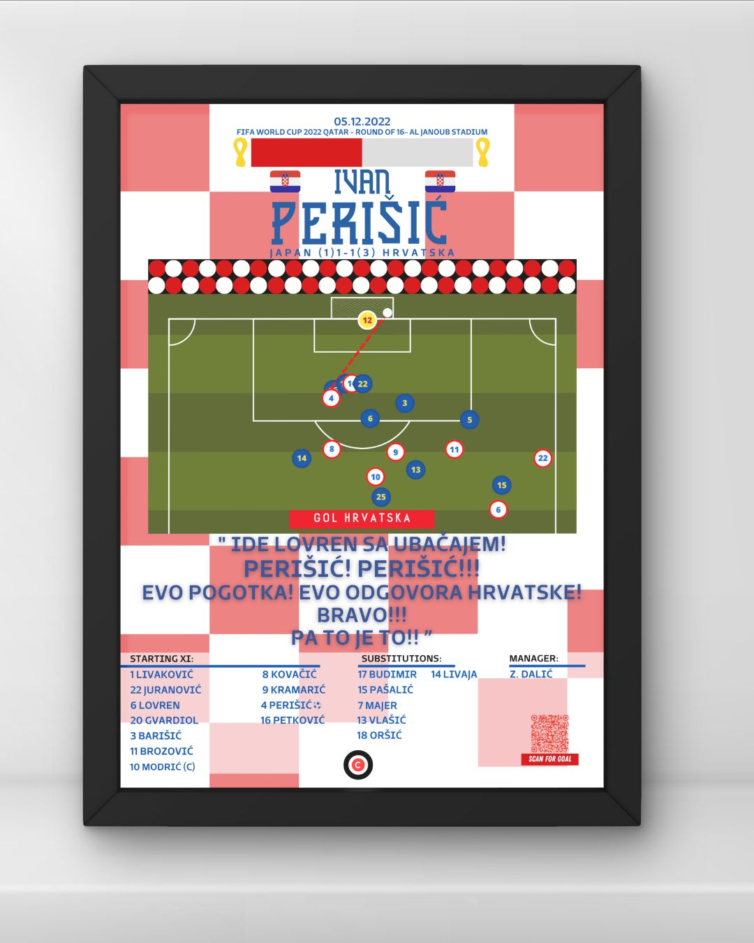 Ivan Perišić goal vs Japan- FIFA World Cup 2022- Croatia - Premium from CatenaccioDesigns - Just €14.50! Shop now at CatenaccioDesigns