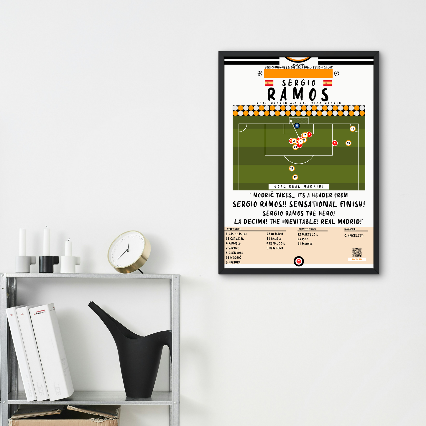 Sergio Ramos goal vs Atletico Madrid - UEFA Champions League 2014 Final - Real Madrid - Premium from CATENACCIO - Just €14.50! Shop now at CatenaccioDesigns