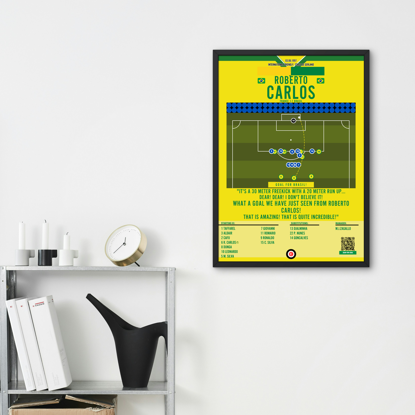 Roberto Carlos iconic freekick against France- Brasil - Premium from CatenaccioDesigns - Just €14.50! Shop now at CatenaccioDesigns