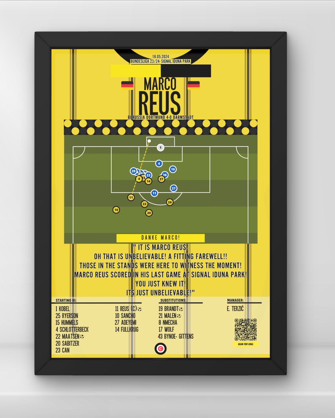 Marco Reus Last goal at Signal Iduna Park for Dortmund- Bundesliga 23/24- Borussia Dortmund - Premium from CatenaccioDesigns - Just €14.50! Shop now at CatenaccioDesigns