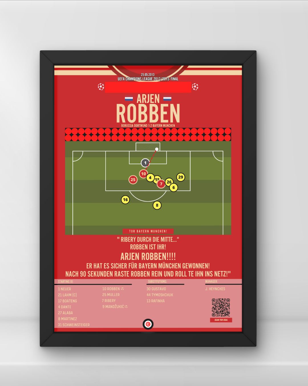 Arjen Robben vs Borussia Dortmund- UEFA Champions League 2013 Final- Bayern Munchen - Premium from CatenaccioDesigns - Just €14.50! Shop now at CatenaccioDesigns