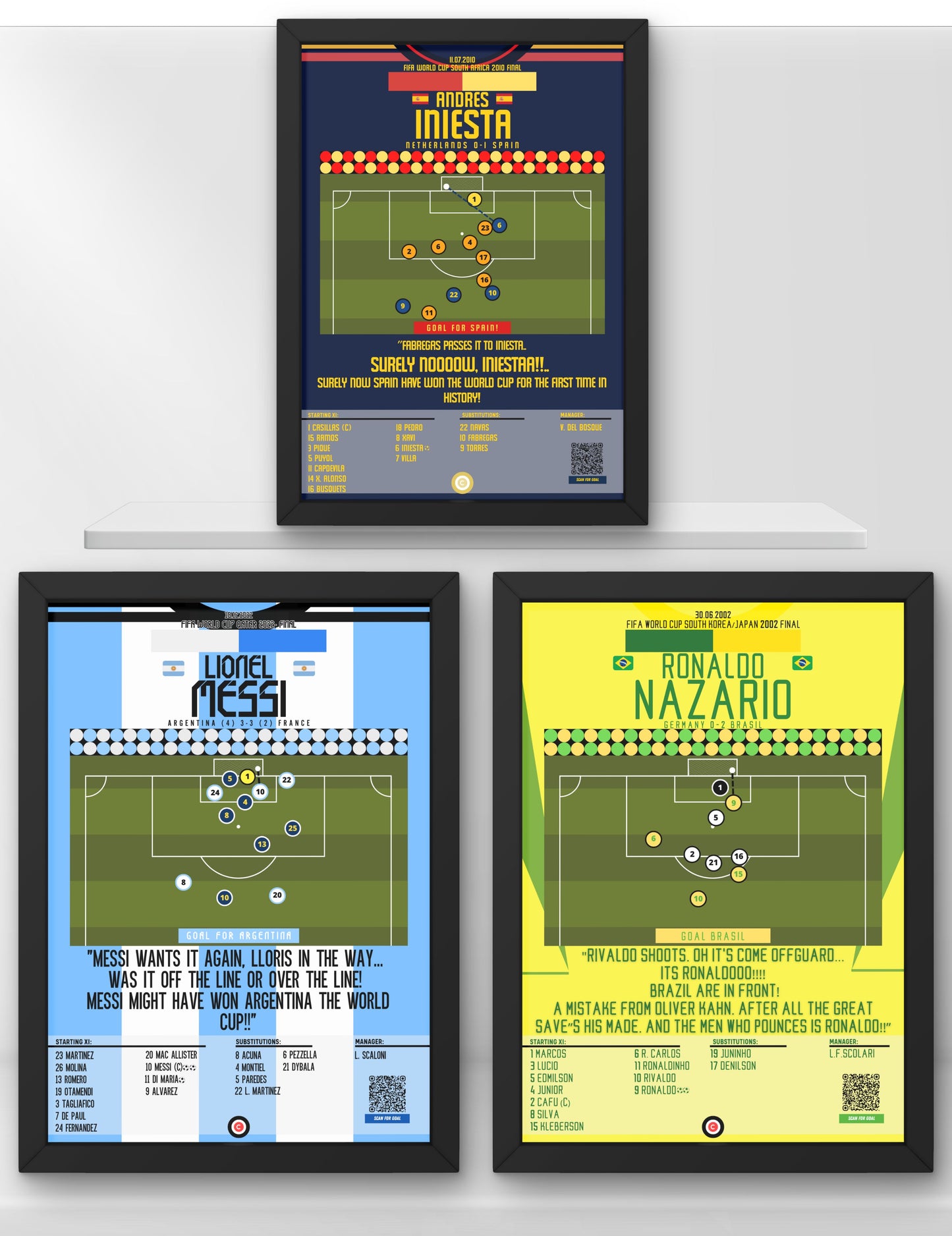Iconic World Cup Goals Bundle (Messi, Iniesta,Ronaldo) - Premium from CatenaccioDesigns - Just €25! Shop now at CatenaccioDesigns