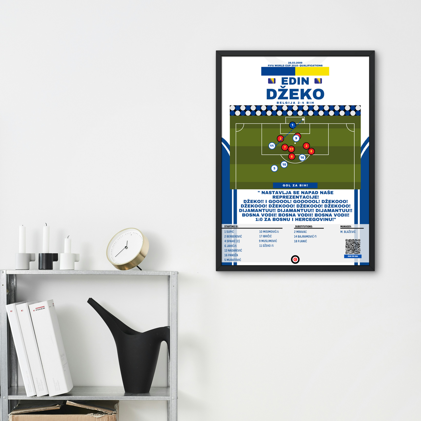 Edin Džeko vs Belgium-FIFA World Cup 2010 Qualifiers - Premium from CatenaccioDesigns - Just €14.50! Shop now at CatenaccioDesigns