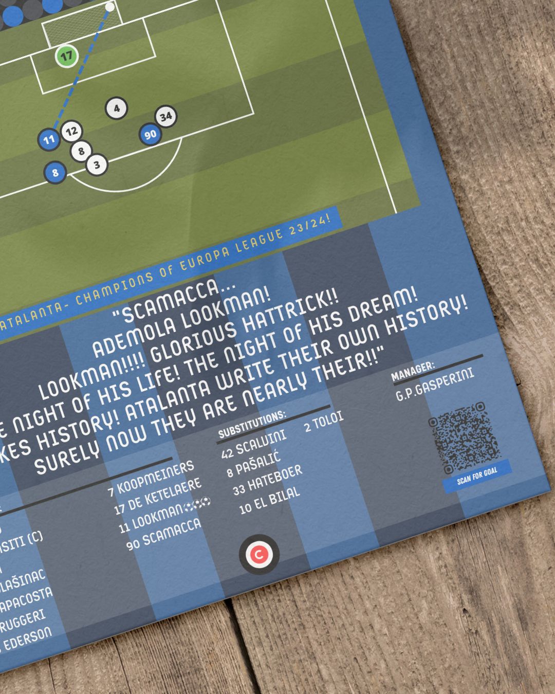 Lookman hattrick hero vs B. Leverkusen- UEFA Europa League 23/24 Final-Atalanta - Premium from CatenaccioDesigns - Just €14.50! Shop now at CatenaccioDesigns