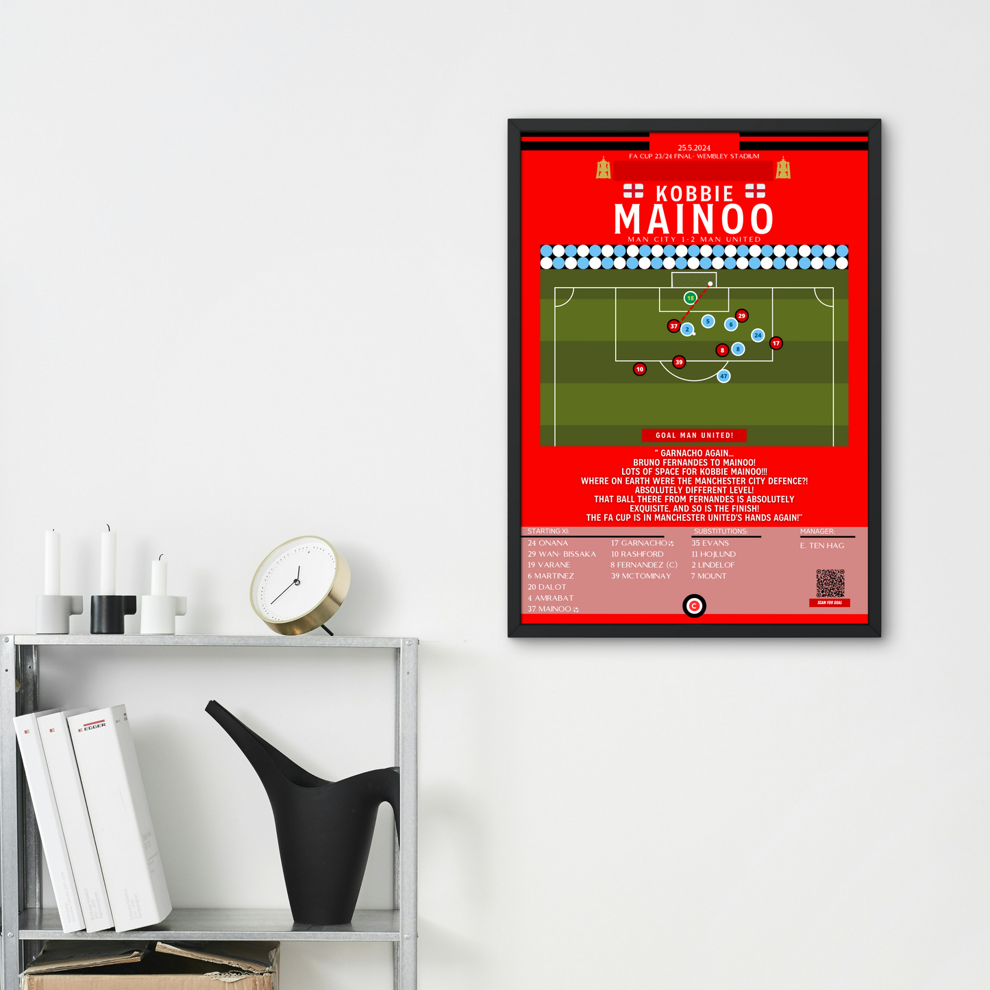 Kobbie Mainoo vs Man City- FA Cup 23/24 Final- Manchester United - Premium from CatenaccioDesigns - Just €12.32! Shop now at CatenaccioDesigns