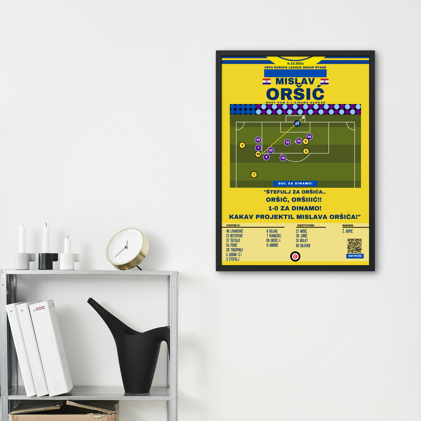 Mislav Oršić Goal vs West Ham - UEFA Europa League Group Stage - Dinamo Zagreb - Premium from CATENACCIO - Just €14.50! Shop now at CatenaccioDesigns