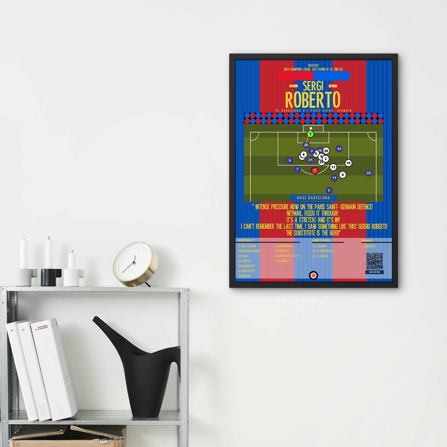 Sergio Roberto vs PSG- UEFA Champions League Round 16 (2nd leg)- FC Barcelona - Premium from CatenaccioDesigns - Just €14.50! Shop now at CatenaccioDesigns