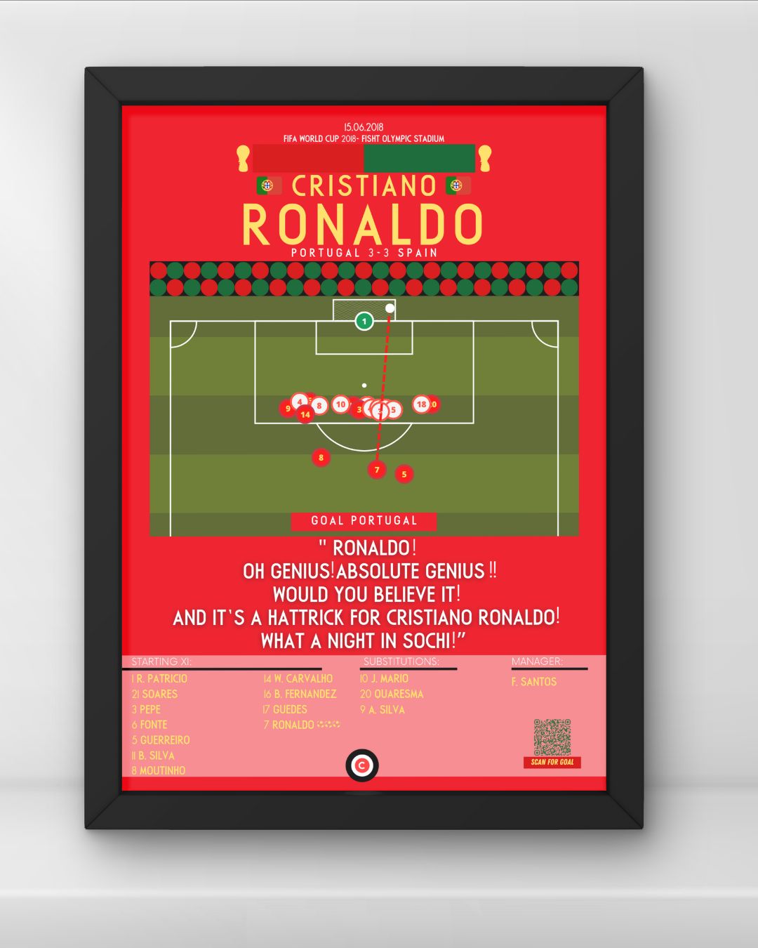 Cristiano Ronaldo Free Kick goal vs Spain- FIFA World Cup 2018- Portugal - Premium from CatenaccioDesigns - Just €14.50! Shop now at CatenaccioDesigns