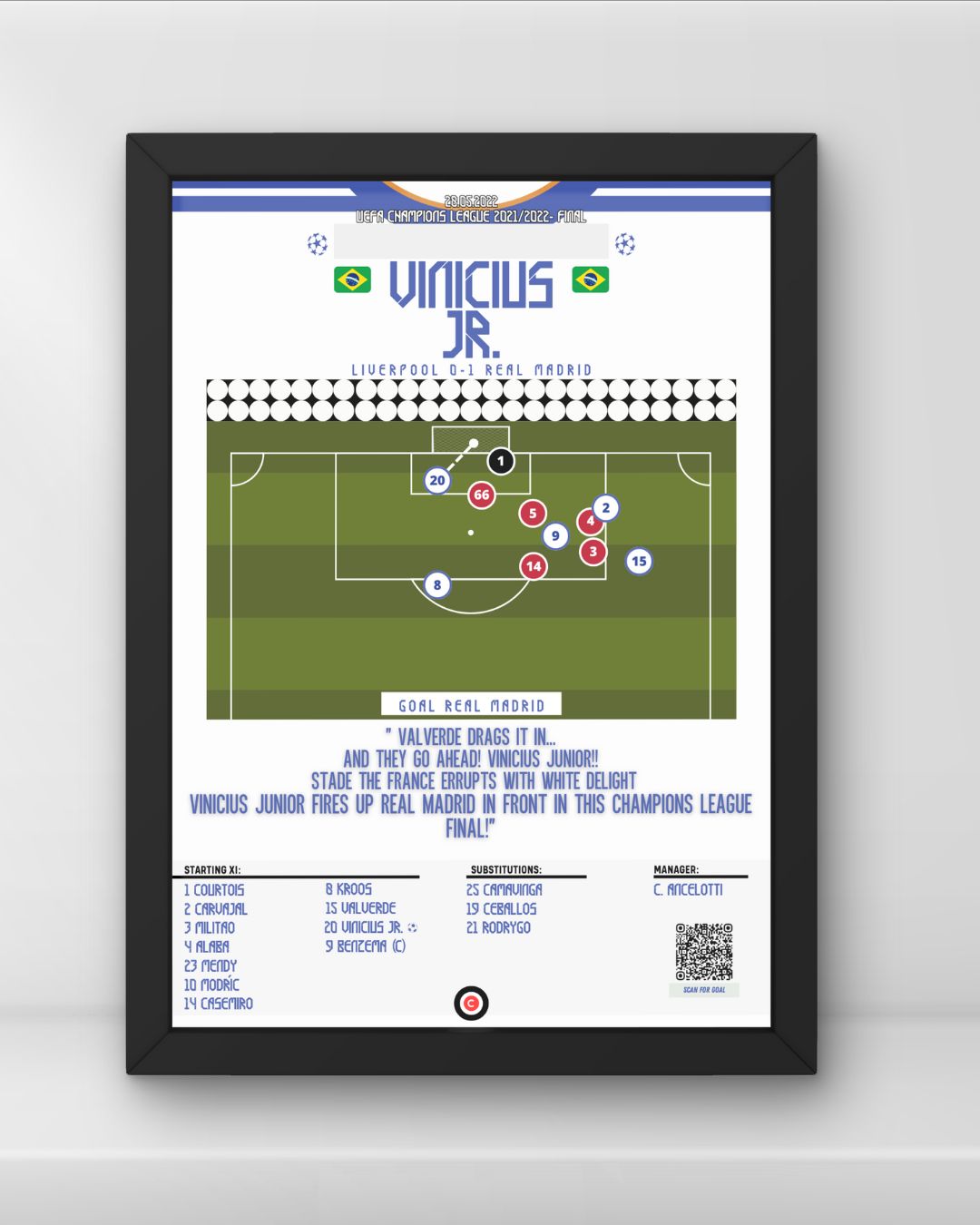 Vinicius Jr. vs Liverpool- UEFA Champions League 2022 Final- Real Madrid - Premium from CatenaccioDesigns - Just €14.50! Shop now at CatenaccioDesigns
