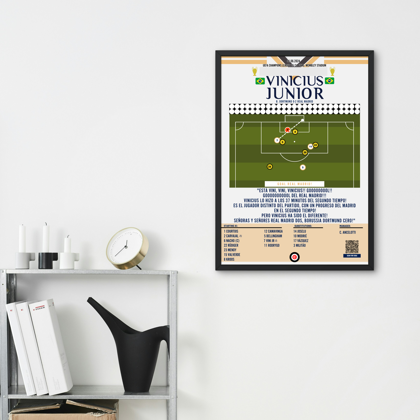 Vinicius Jr. vs Borussia Dortmund- UEFA Champions League 23/24 Final- Real Madrid - Premium from CatenaccioDesigns - Just €14.50! Shop now at CatenaccioDesigns