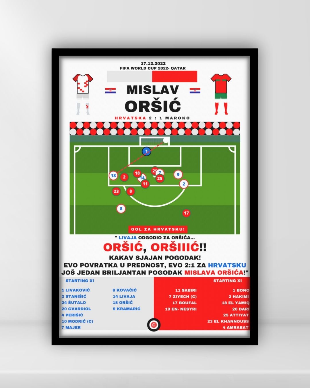 Mislav Oršić vs Maroko- FIFA Svjetsko prvenstvo 2022 Qatar (3. mjesto)- Croatia - Premium  from CatenaccioDesigns - Just €14.50! Shop now at CatenaccioDesigns