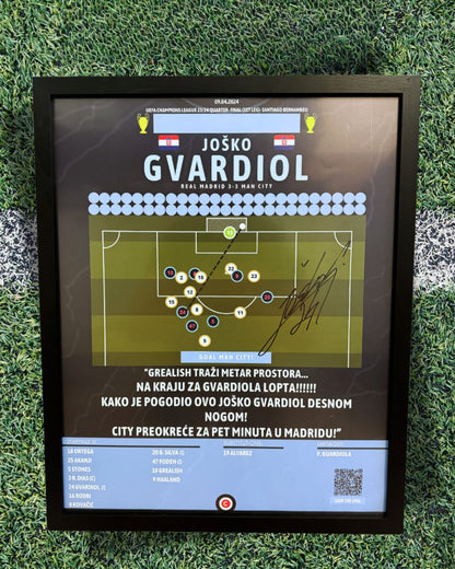 Joško Gvardiol POTPISANI gol protiv Real Madrida (Limited Edition) - Premium Sports collectibles from CatenaccioDesigns - Just €80! Shop now at CatenaccioDesigns