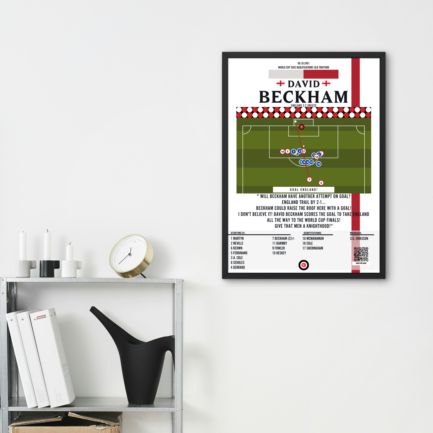David Beckham iconic freekick goal against Greece- FIFA World Cp Qualifiers- England - Premium  from CatenaccioDesigns - Just €14.50! Shop now at CatenaccioDesigns