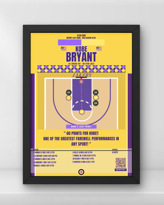 Kobe Bryant vs Utah Jazz - NBA 15/16 - LA Lakers - Premium Sports collectibles from CATENACCIO - Just €14.50! Shop now at CatenaccioDesigns