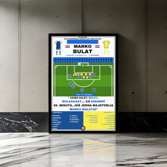 Marko Bulat vs Astana- UEFA Conference League- GNK Dinamo Zagreb - Premium  from CATENACCIO - Just €14.50! Shop now at CatenaccioDesigns