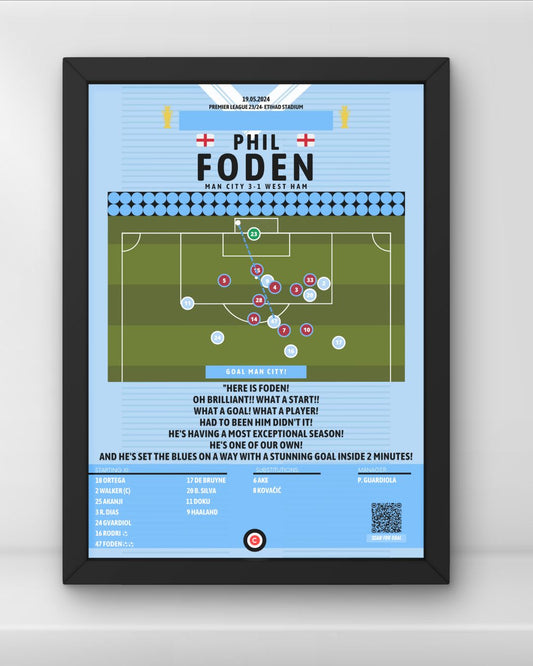 Phil Foden vs West Ham- Premier League 23/24 Champions- Manchester City - Premium  from CatenaccioDesigns - Just €14.50! Shop now at CatenaccioDesigns