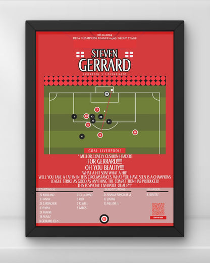 Steven Gerrard goal vs Olympiakos- Uefa Champions League 04/05- Liverpool - Premium  from CatenaccioDesigns - Just €14.50! Shop now at CatenaccioDesigns