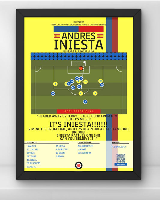 Andres Iniesta last minute goal vs Chelsea- UEFA Champions League 08/09- FC Barcelona - Premium  from CatenaccioDesigns - Just €14.50! Shop now at CatenaccioDesigns