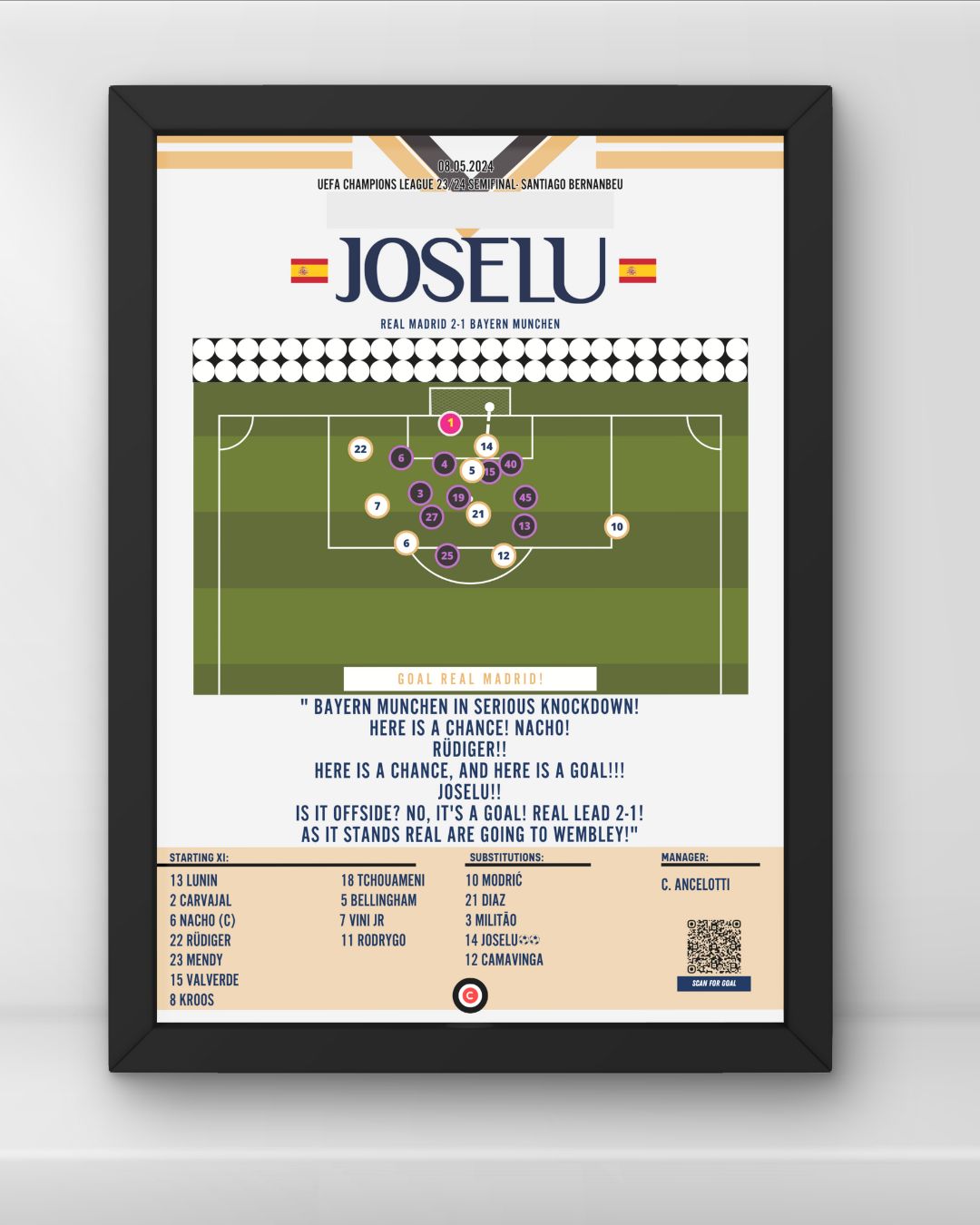 Joselu sends Real Madrid to Champions League Final (vs Bayern Munchen)- Real Madrid - Premium  from CatenaccioDesigns - Just €14.50! Shop now at CatenaccioDesigns