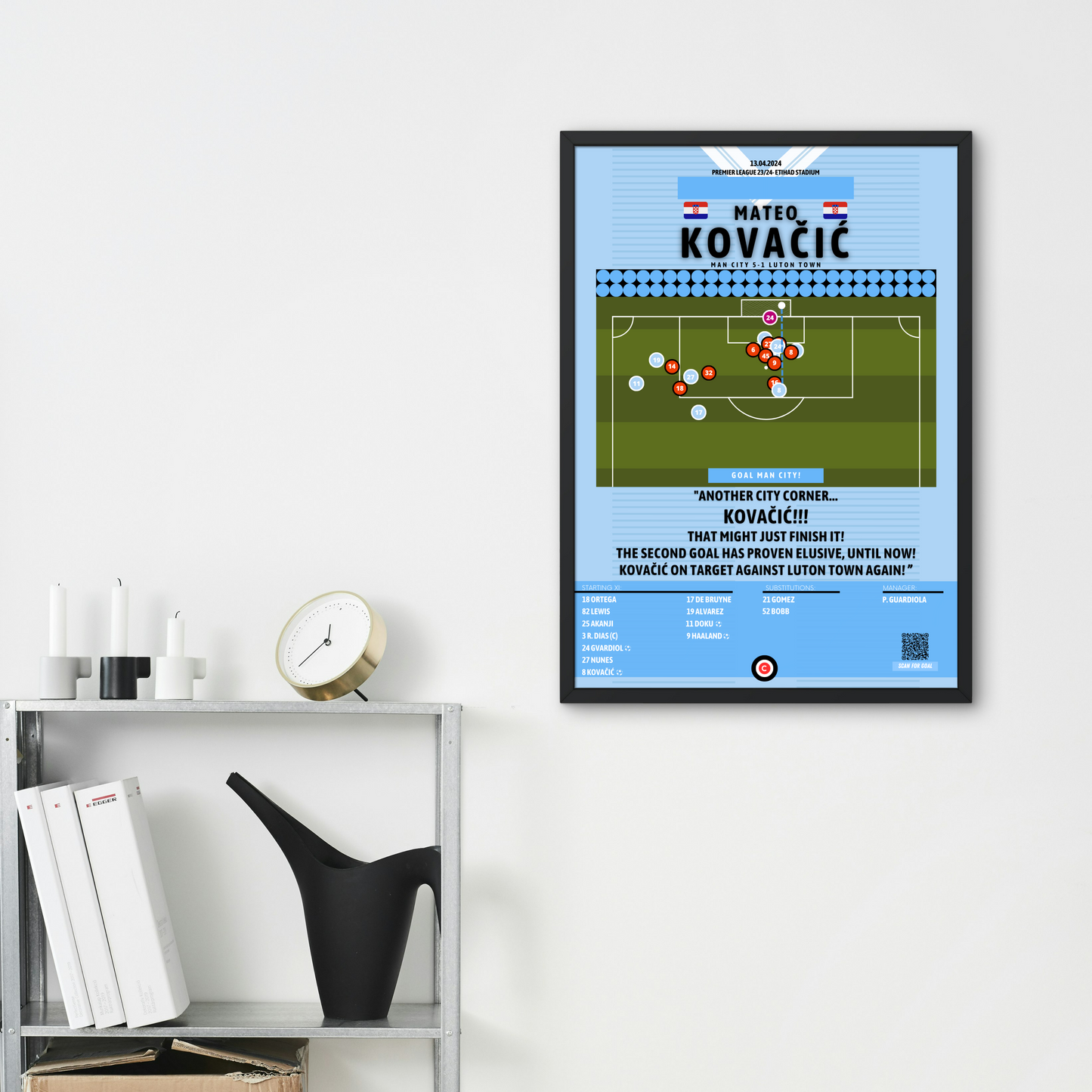 Mateo Kovačić volley goal vs Luton Town- Premier League 23/24- Manchester City - Premium  from CatenaccioDesigns - Just €14.50! Shop now at CatenaccioDesigns