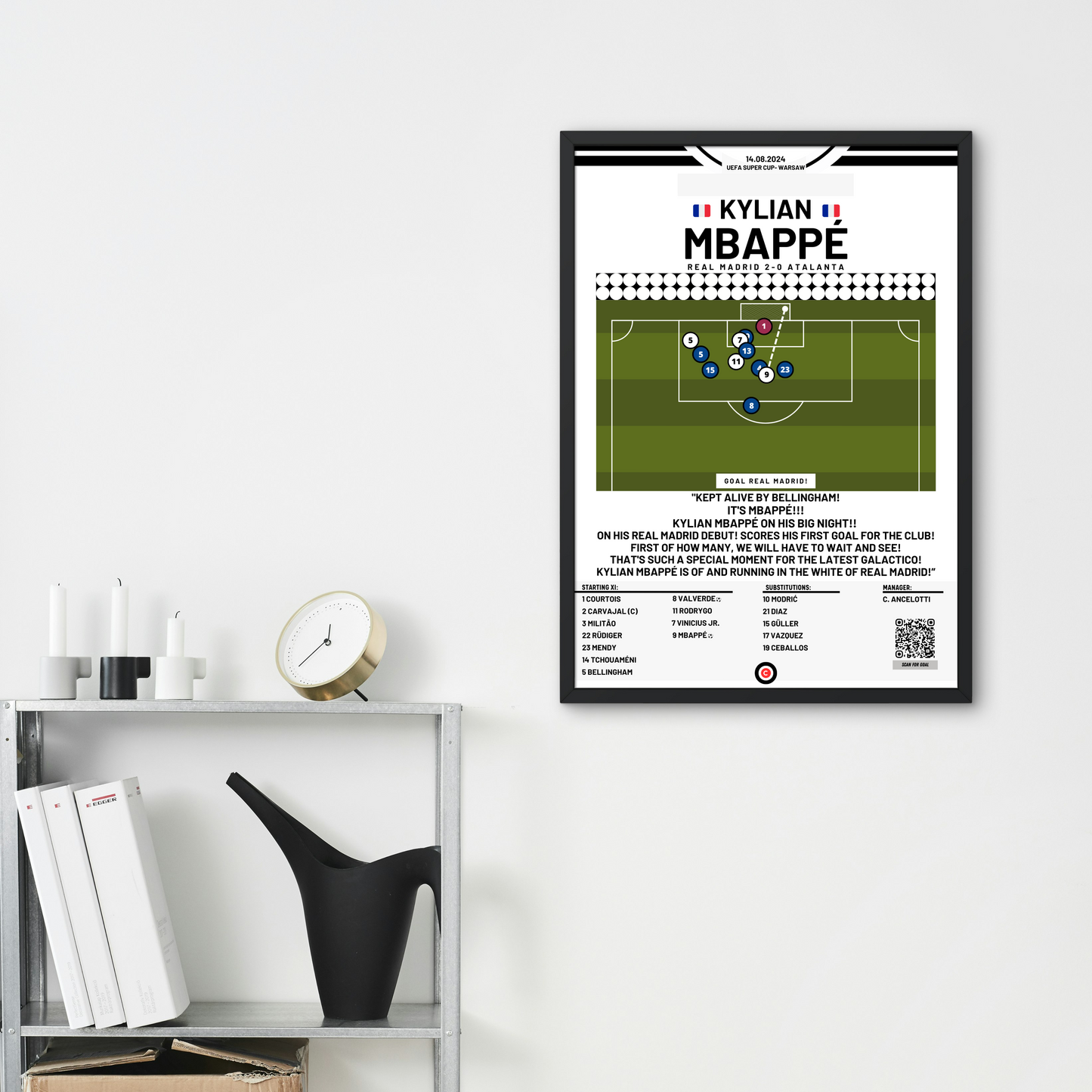 Kylian Mbappe debut goal for Real Madrid vs Atalanta- Super Cup 2024- Real Madrid - Premium  from CatenaccioDesigns - Just €14.50! Shop now at CatenaccioDesigns